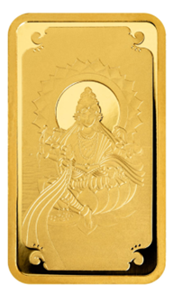 Gold bar with Hindu goddess decoration